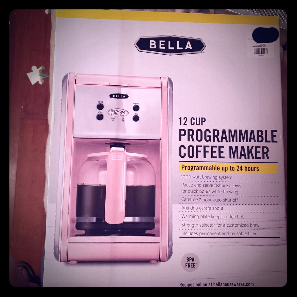 Bella Coffee Maker (12 cup, retro pink)